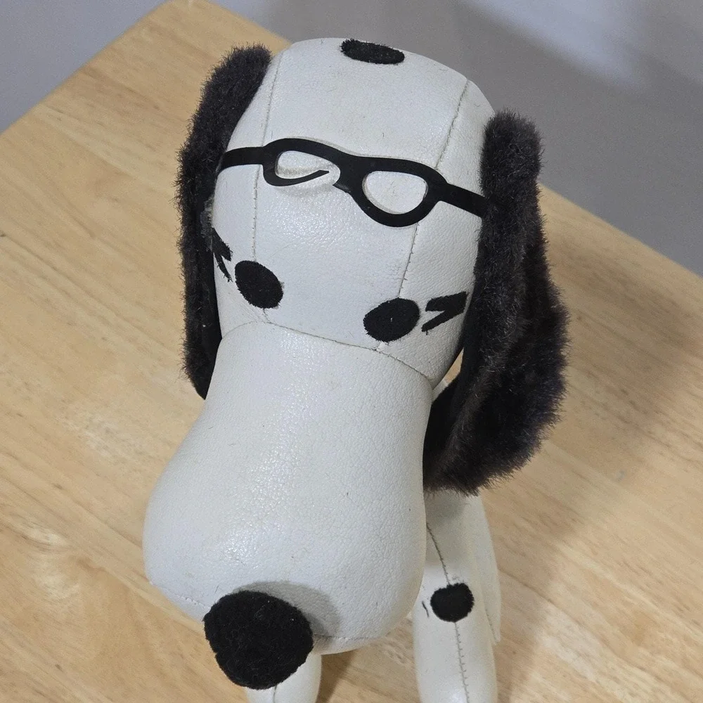 Snoopy‎ Vintage Vinyl Leather Bean Stuffed Toy Dog Plush Animal Baron Japan 10